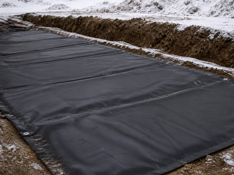 Electric ground thawing blankets layout