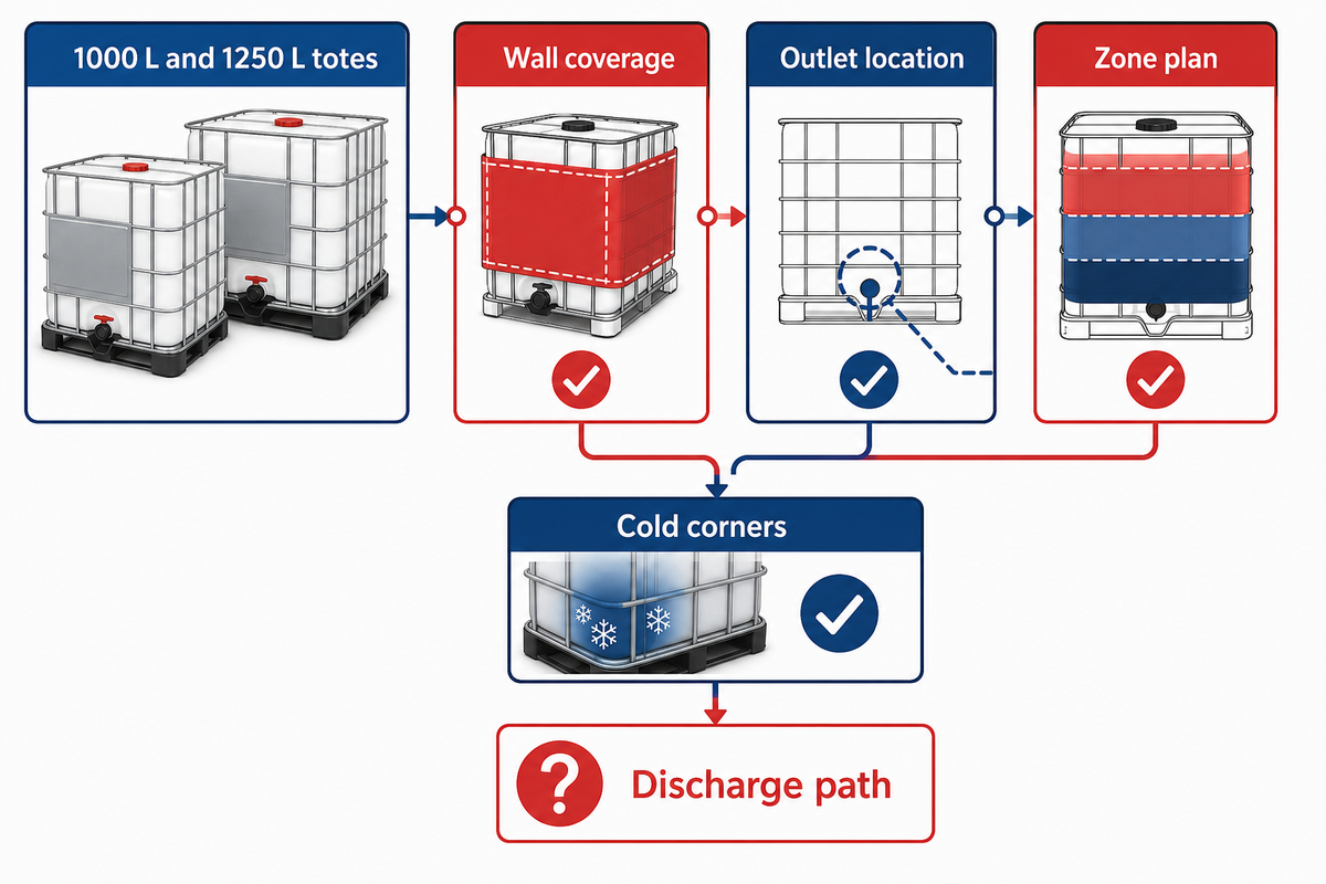 IBC Tote Heater Sizing Needs Volume, Zones and Viscosity Risk — Heating Blanket Sizing Guide