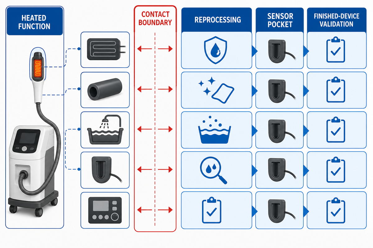 Medical heater qualification belongs to the finished device and validated reprocessing plan — FDA