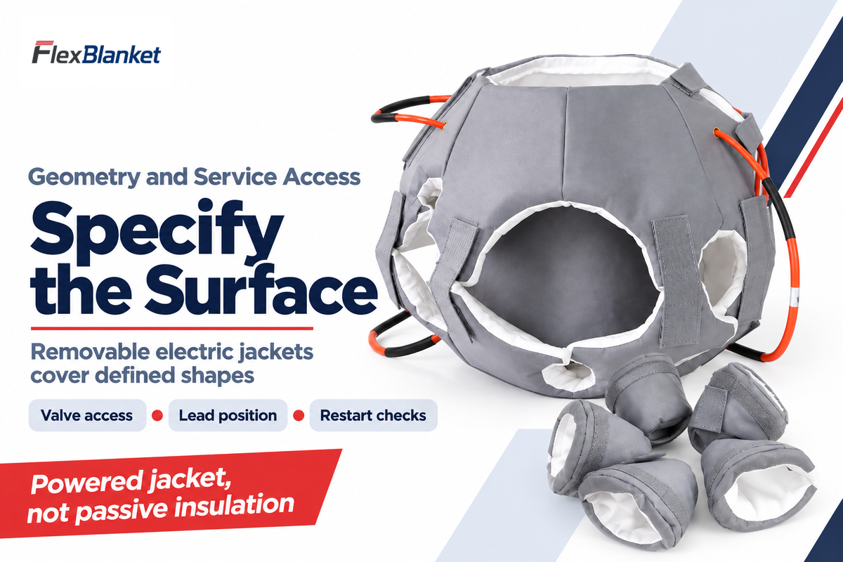 Shaped powered jackets preserve access around irregular surfaces; FlexBlanket product photo.