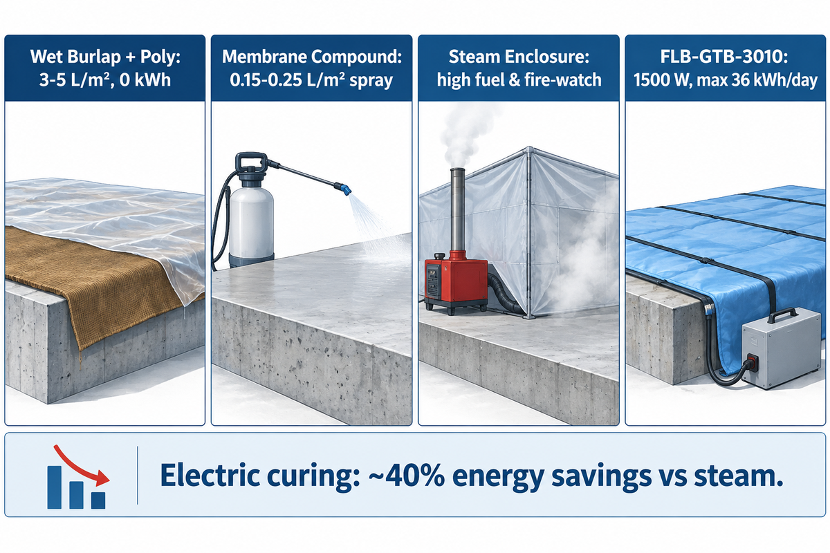 Water Curing vs Curing Compounds, Steam, and Electric Curing Blankets: Cost and Schedule Trade-Offs